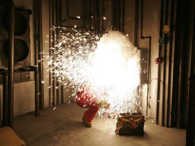 Figure 2. - An arc flash event on an electrical panel in an industrial facility