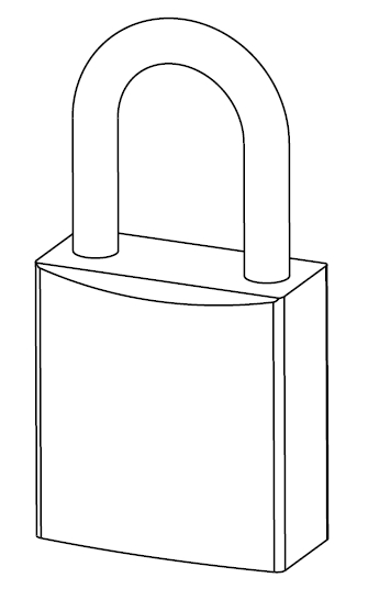 Anodized Aluminum Padlock - Short Shackle CAD View