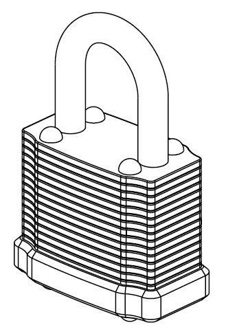 Laminated Steel Padlock - Short Shackle 3D CAD View